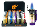 Clickit 3 Flame Transparent Body Torch Lighter With LED 25ct Display Box GH-10897