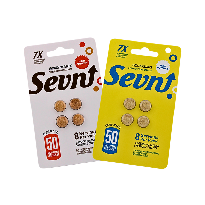 Sevn 7-Hydroxy Ultra Strength Pure Extract 50mg Chewing Tablets With High Potency 4 Pack 10ct Box