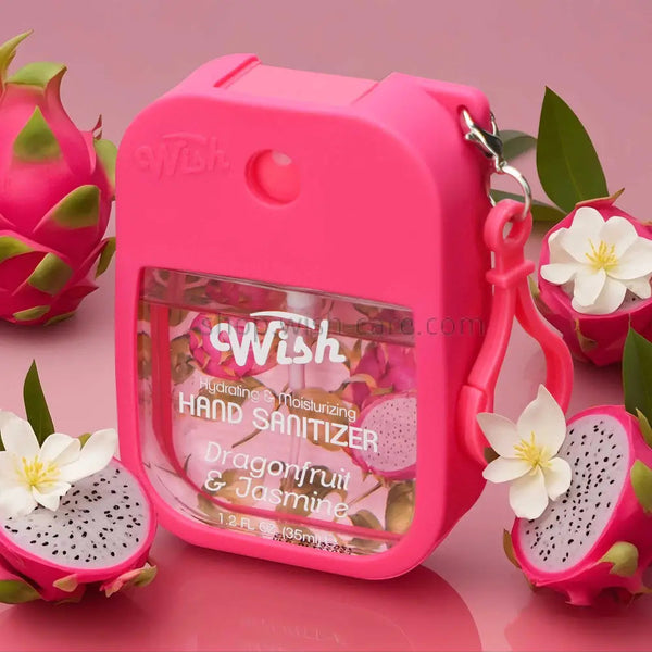 Wish Hydrating & Moisturizer Hand Sanitizer Up To 500 Spray With Silicone Case & Keychain 1.2oz Bottle Assorted Flavors 40ct Display Box #60396