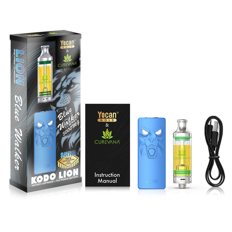 Yocan Gold X Curevana Kado Lion THC-A 3g Cartridge + 510 Battery Kit 5ct Display Box
