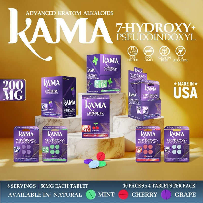 Kama 7 Hydroxy + Pseudoindoxyl 50mg 4ct Tablets 10ct Display Box - Premium  from Y&M WHOLESALE - Just $170! Shop now at O&Z WHOLESALE