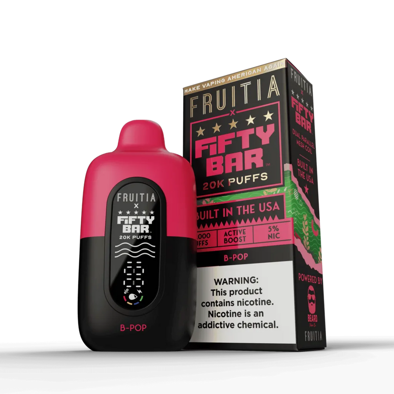 Fifty Bar X Fruitia 20,000 Puffs 50mg Disposable Vape 5ct Display Box
