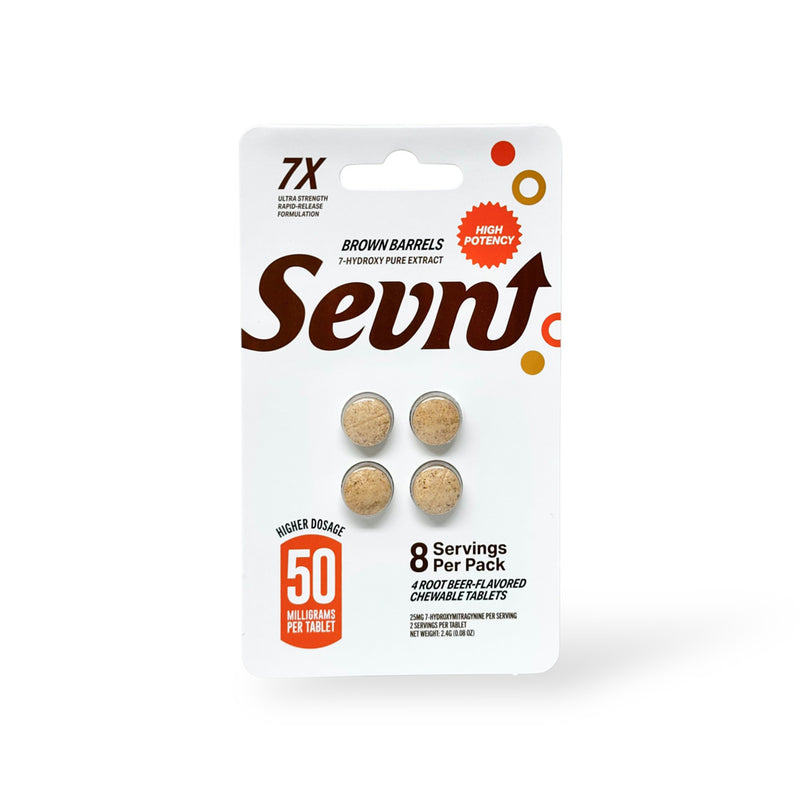 Sevn 7-Hydroxy Ultra Strength Pure Extract 50mg Chewing Tablets With High Potency 4 Pack 10ct Box