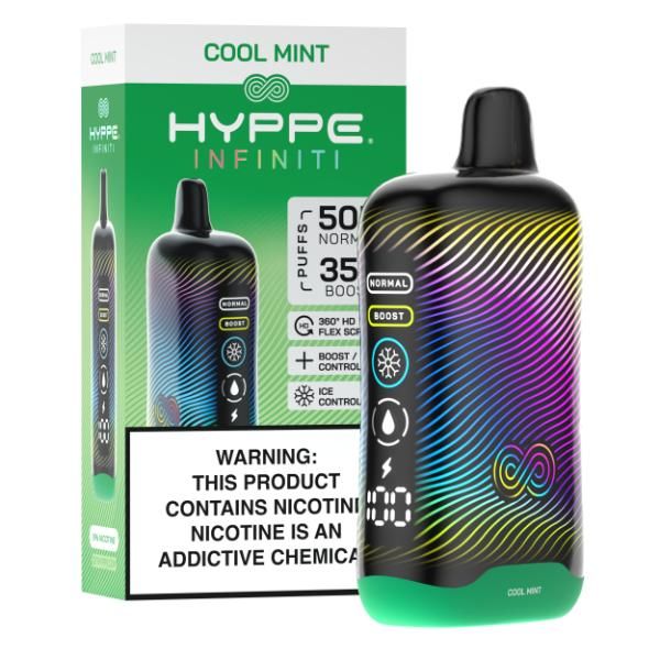 Hyppe Infiniti 50,000 Puffs 360* HD Flax Screen 5% Nic Disposable Vape 5ct Display Box