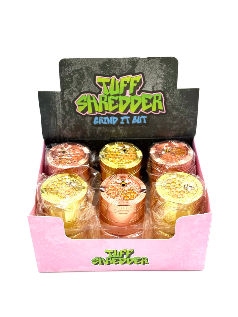 Tuff Shredder Metal Grinder Honey-Bee 4pc Grind it Out 12ct Display Box