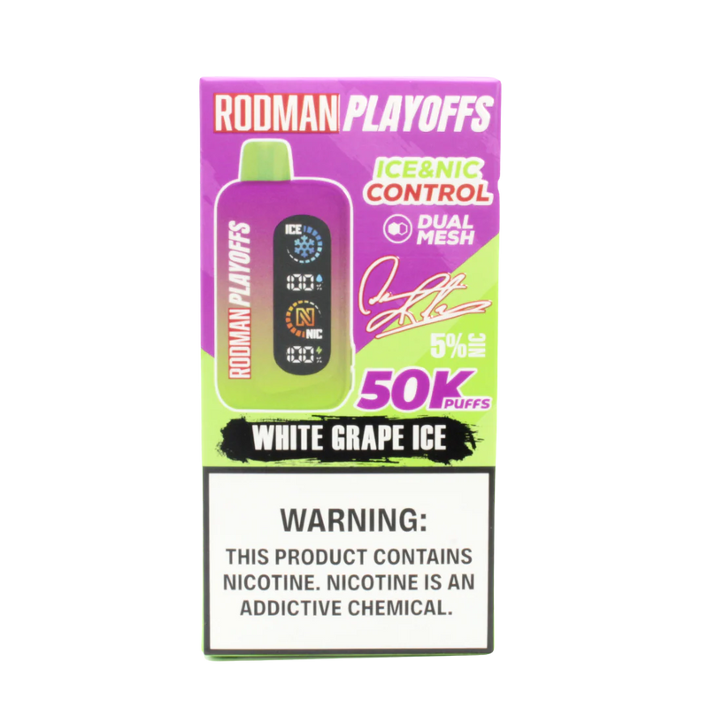 Rodman Playoffs 50,000 puffs Ice-Nic Control 50mg 25ML Disposable Vape 5ct Display Box