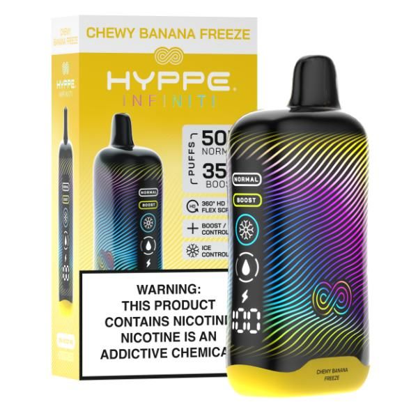 Hyppe Infiniti 50,000 Puffs 360* HD Flax Screen 5% Nic Disposable Vape 5ct Display Box