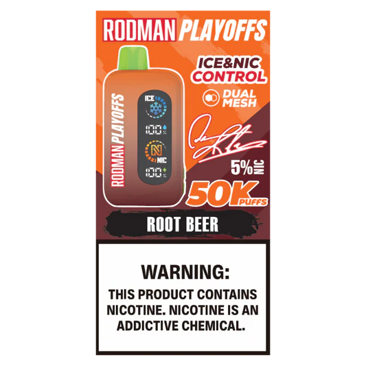 Rodman Playoffs 50,000 puffs Ice-Nic Control 50mg 25ML Disposable Vape 5ct Display Box