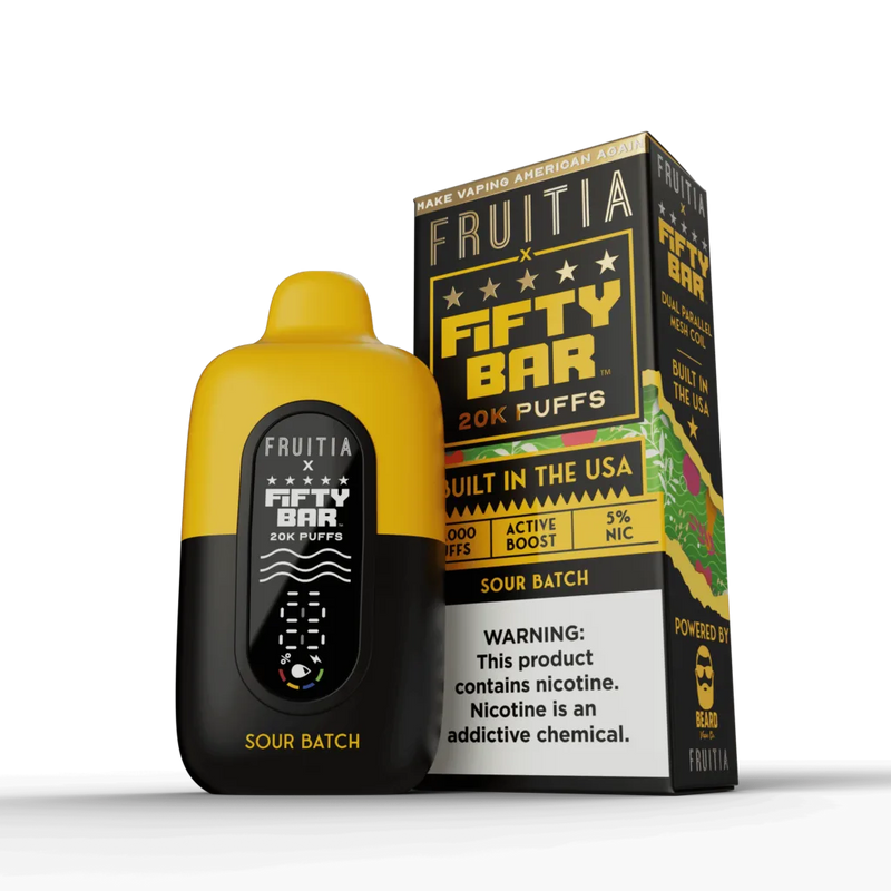 Fifty Bar X Fruitia 20,000 Puffs 50mg Disposable Vape 5ct Display Box