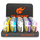 Clickit 3 Flame Transparent Body Torch Lighter With LED 25ct Display Box GH-10897