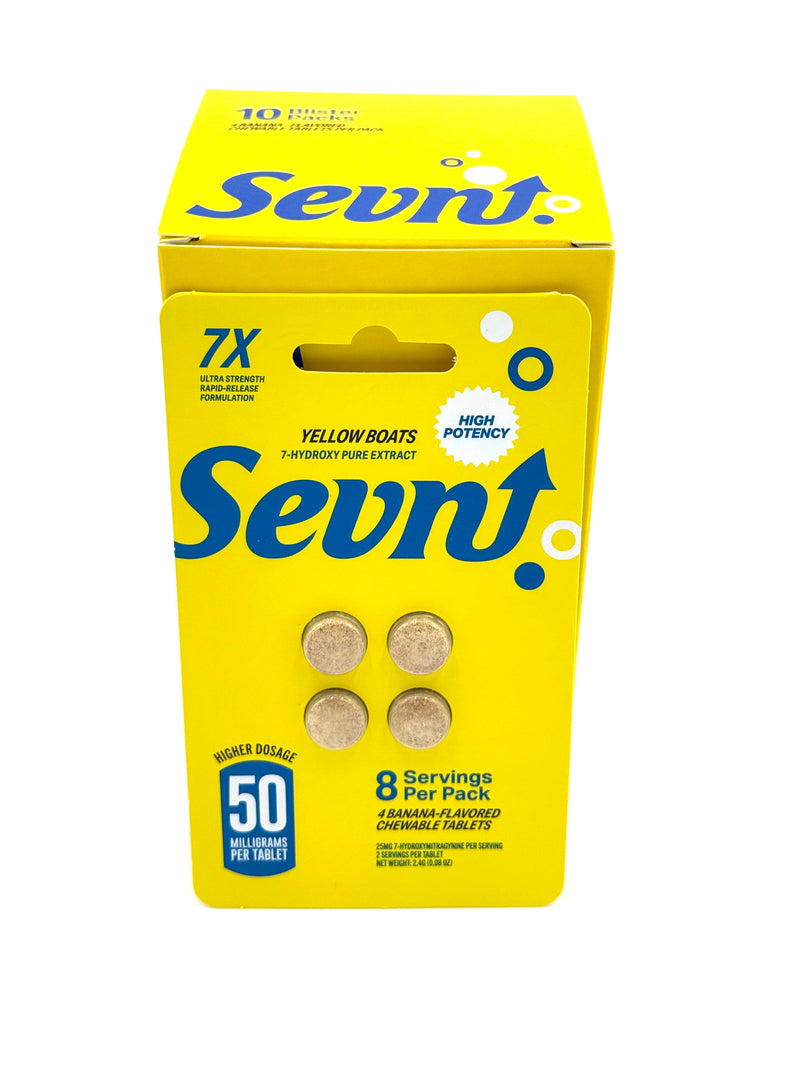 Sevn 7-Hydroxy Ultra Strength Pure Extract 50mg Chewing Tablets With High Potency 4 Pack 10ct Box
