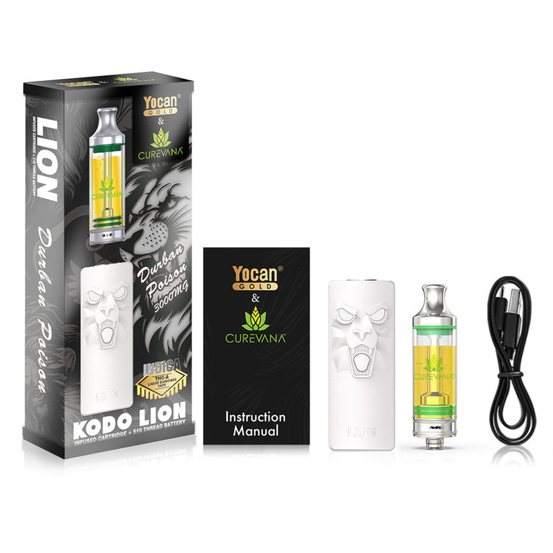 Yocan Gold X Curevana Kado Lion THC-A 3g Cartridge + 510 Battery Kit 5ct Display Box