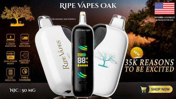 Ripe Vapes OAK 35,000 Puffs 5% Nic Disposable Vape 5ct Display Box (Made In USA🇺🇸)