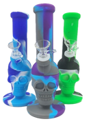10’’ Straight Skull Silicone Water Pipe 10ct Jar