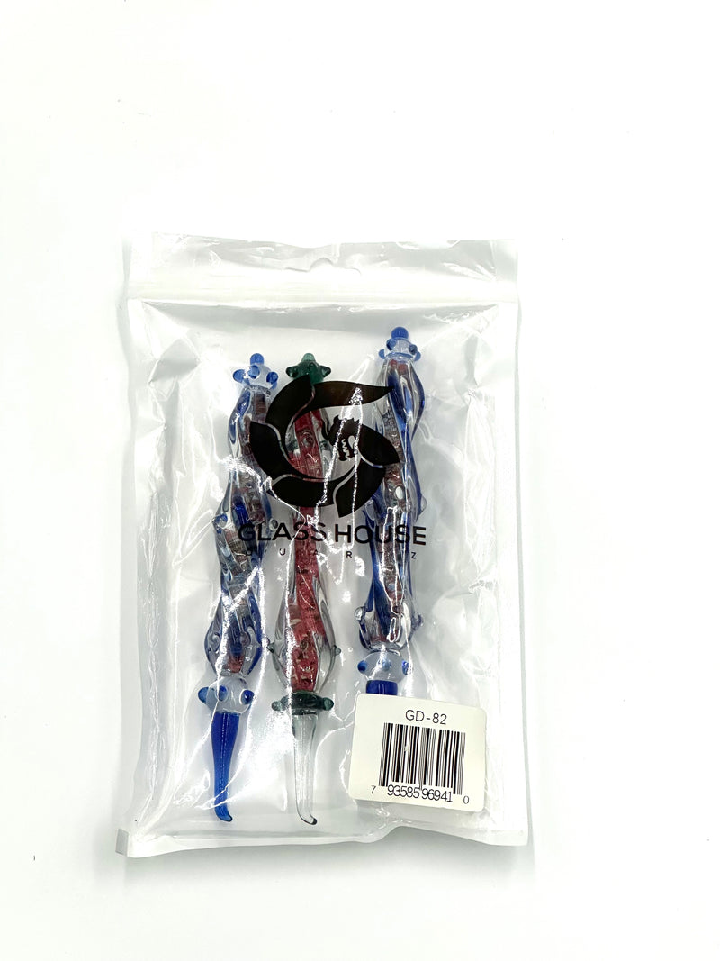 Glass House Sandy Iridescent Steel Glass Flathead Dabber 3pk Bag GD-82