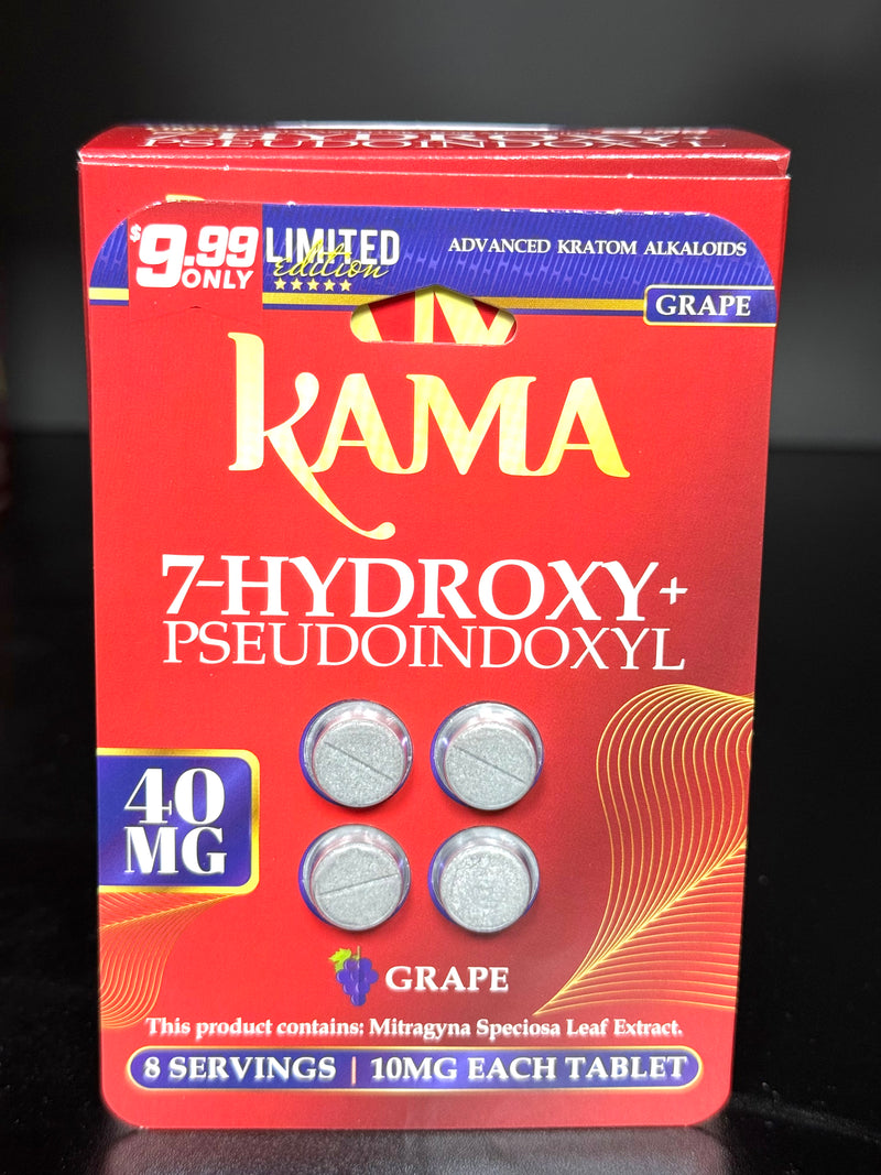 Kama 7-hydroxy+Pseudoindoxyl 10mg Per Tablet Pre Priced $9.99 4pk 40mg only 10ct Display Box - Premium  from Y&M WHOLESALE - Just $65! Shop now at Y&M WHOLESALE