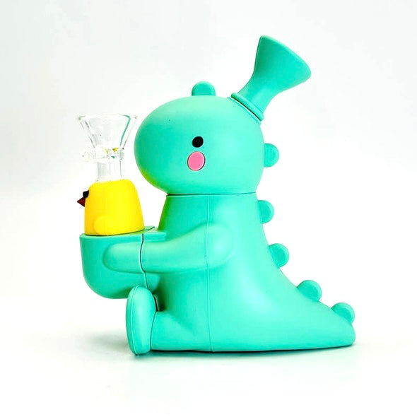 Slio 8’’ Silicone Dinosaur With Duckie Bowls Water Pipe 1ct #SL5089 - Premium  from O&Z WHOLESALE - Just $7.99! Shop now at O&Z WHOLESALE