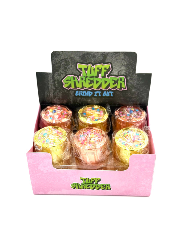 Tuff Shredder Metal Lollipop Grinder 4pc 12ct Display Box #TS1073￼