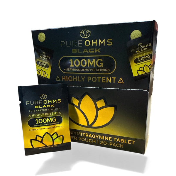 Pure Ohms Black 7-Hydroxy 100mg 1ct Tablets 20ct Display Box