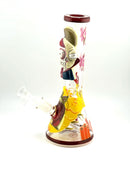 10.5’’ Painted Bickers Half Skull Face Glass Pipe 1ct