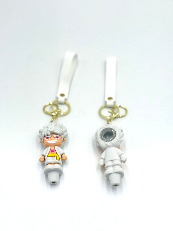 Silicone White Hair Ninja Keychain Hand Pipe 1ct #SL5069