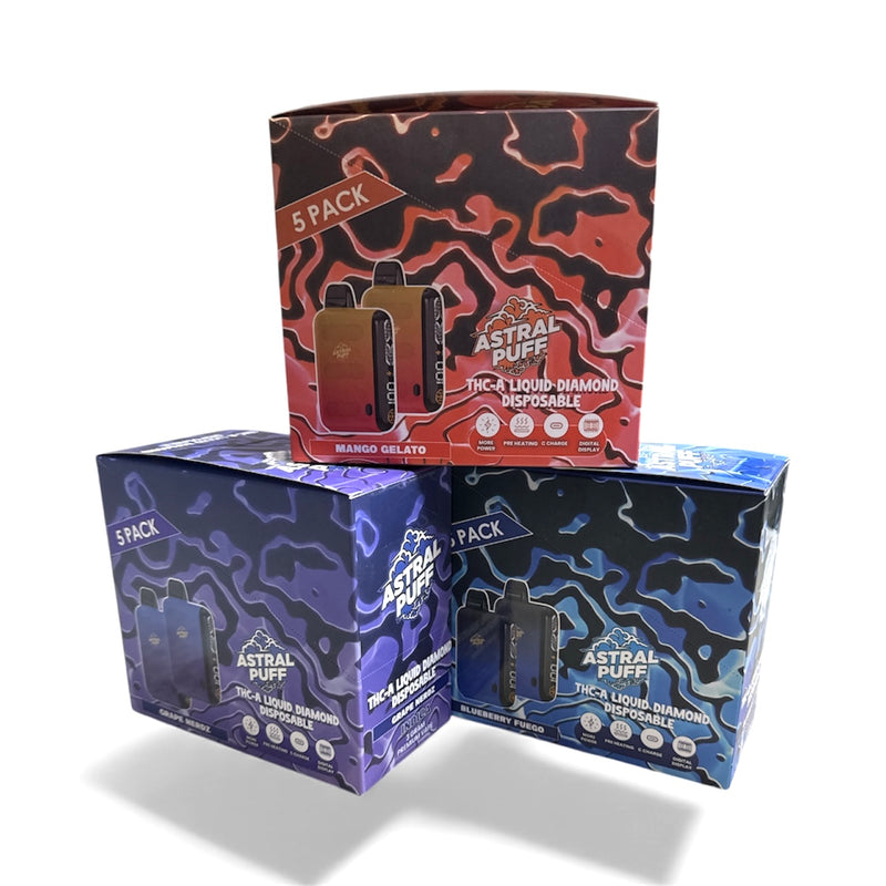 Astral Puff THC-A 3g Liquid Diamond Disposable Vape 5ct Display box