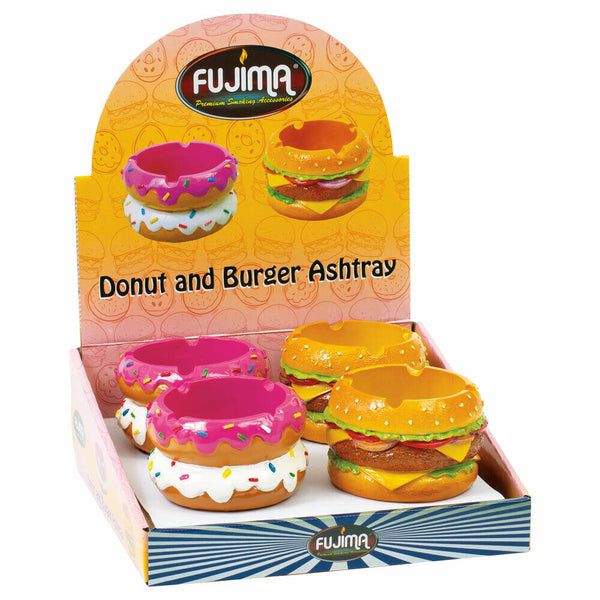 Fujima Donut & Hamburger Polystone Ashtrays 4ct Display Box #LT403 - Premium  from Y&M WHOLESALE - Just $30! Shop now at Y&M WHOLESALE