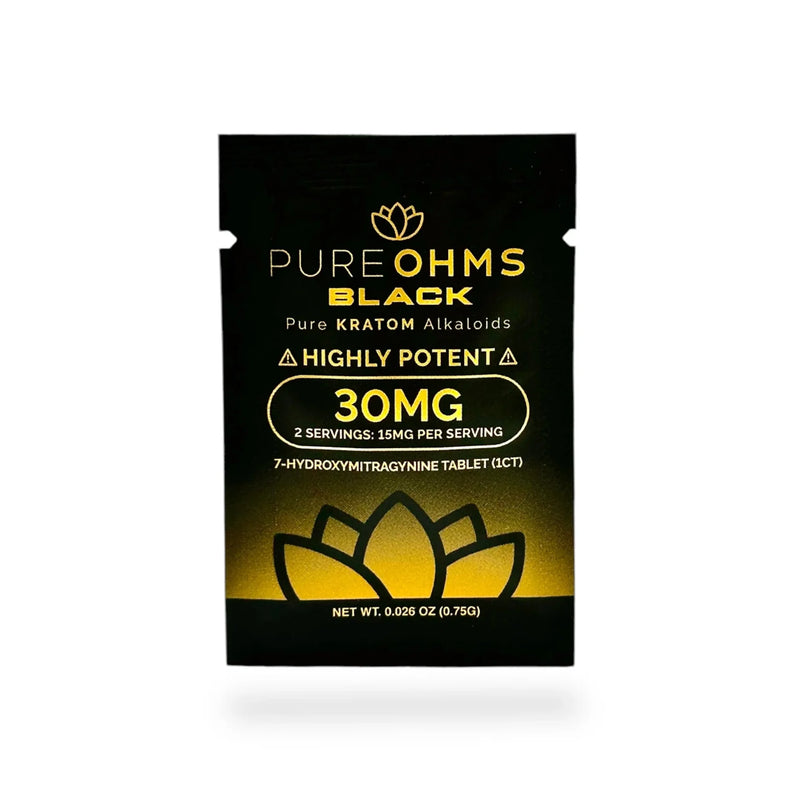 Pure OHMS Black 30mg Kratom 7-Hydroxymitragynine 1pk Tablet 30ct Display Box - Premium  from Y&M WHOLESALE - Just $120! Shop now at O&Z WHOLESALE