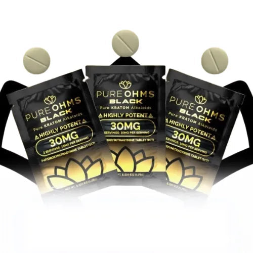 Pure OHMS Black 30mg Kratom 7-Hydroxymitragynine 1pk Tablet 30ct Display Box - Premium  from Y&M WHOLESALE - Just $120! Shop now at O&Z WHOLESALE
