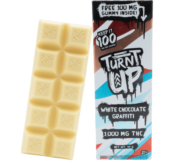 Turnt Up Keep It 100 1000mg THC D9+D8 White Chocolate Graffiti Bar 10ct Box - Premium  from H&S WHOLESALE - Just $60! Shop now at Y&M WHOLESALE