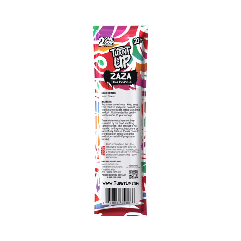 Turnt Up Keep It100 Prerolls 2pk Zaza 25ct Box - Premium  from H&S WHOLESALE - Just $100! Shop now at Y&M WHOLESALE