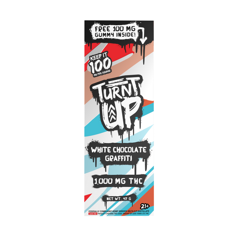 Turnt Up Keep It 100 1000mg THC D9+D8 White Chocolate Graffiti Bar 10ct Box - Premium  from H&S WHOLESALE - Just $60! Shop now at Y&M WHOLESALE