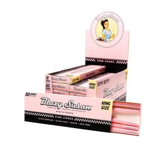 Blazy Susan Pink 20ct Cones Ultra-Thin 12pk Display Box - Premium  from Y&M WHOLESALE - Just $49.99! Shop now at O&Z WHOLESALE