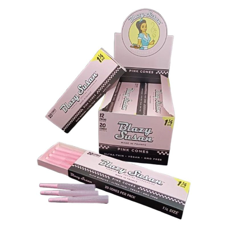 Blazy Susan Pink 20ct Cones Ultra-Thin 12pk Display Box - Premium  from Y&M WHOLESALE - Just $49.99! Shop now at O&Z WHOLESALE