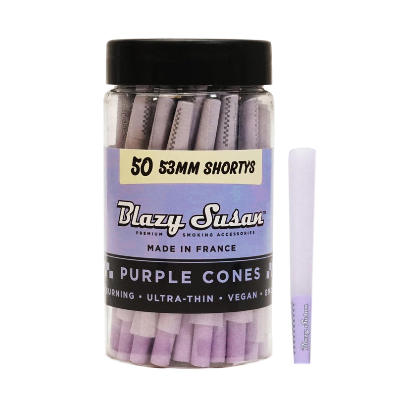 Blazy Susan Purple Cones 53mm Shortys 50ct Jar - Premium  from Y&M WHOLESALE - Just $9! Shop now at O&Z WHOLESALE