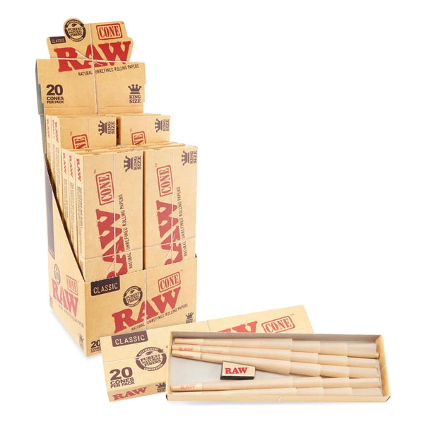 Raw Cone 20pk Classic King Size 12ct Display Box - Premium  from Y&M WHOLESALE - Just $46.99! Shop now at Y&M WHOLESALE