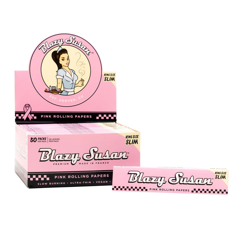 Blazy Susan Pink King Size Slim Rolling Paper 50ct Display - Premium  from H&S WHOLESALE - Just $29.50! Shop now at Y&M WHOLESALE