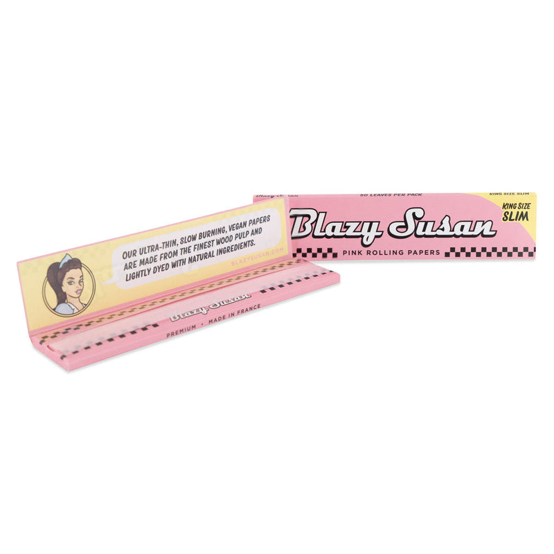 Blazy Susan Pink King Size Slim Rolling Paper 50ct Display - Premium  from H&S WHOLESALE - Just $29.50! Shop now at Y&M WHOLESALE