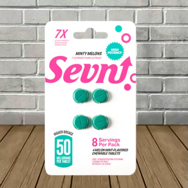 Sevn 7-Hydroxy Ultra Strength Pure Extract 50mg Chewing Tablets With High Potency 4 Pack 10ct Box