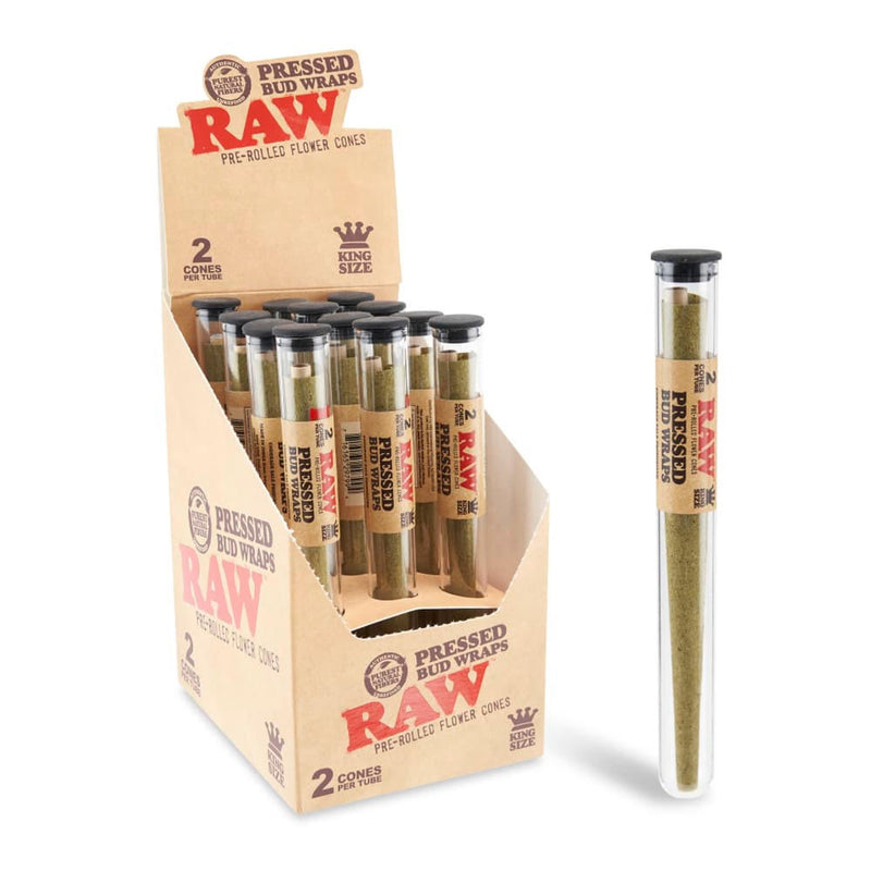 Raw Pressed Bud Wrap Cones 12ct Display - Premium  from H&S WHOLESALE - Just $28! Shop now at H&S WHOLESALE