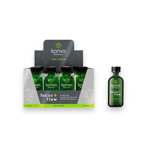 Kanva Botanical Focus + Flow Kratom Shots 12ct Display Box