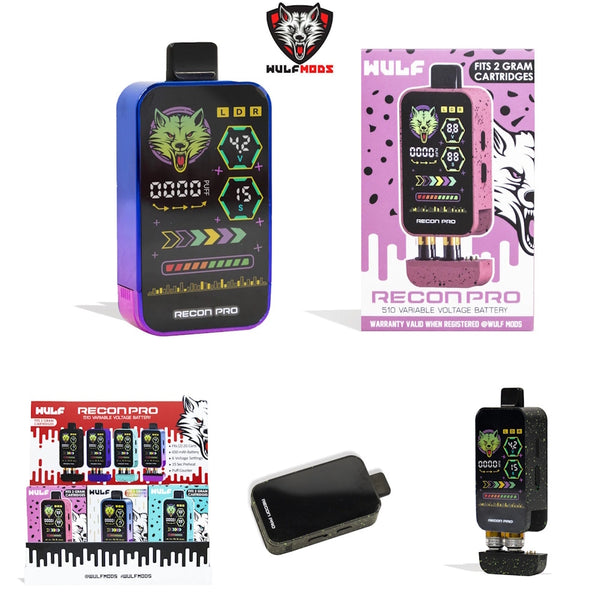 Wulf Recon Pro Digital Dual Cartridge Vaporizer 9pk Display Box Assorted Colors