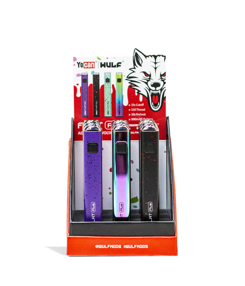Wulf Flat Plus Cartridge Vaporizer 9pk Display Box Assorted Colors