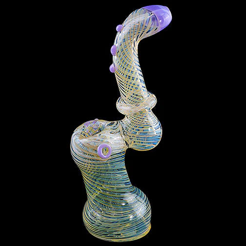 Pinstriped Large Sherlock Bubbler Glass Pipe 1ct LB-032