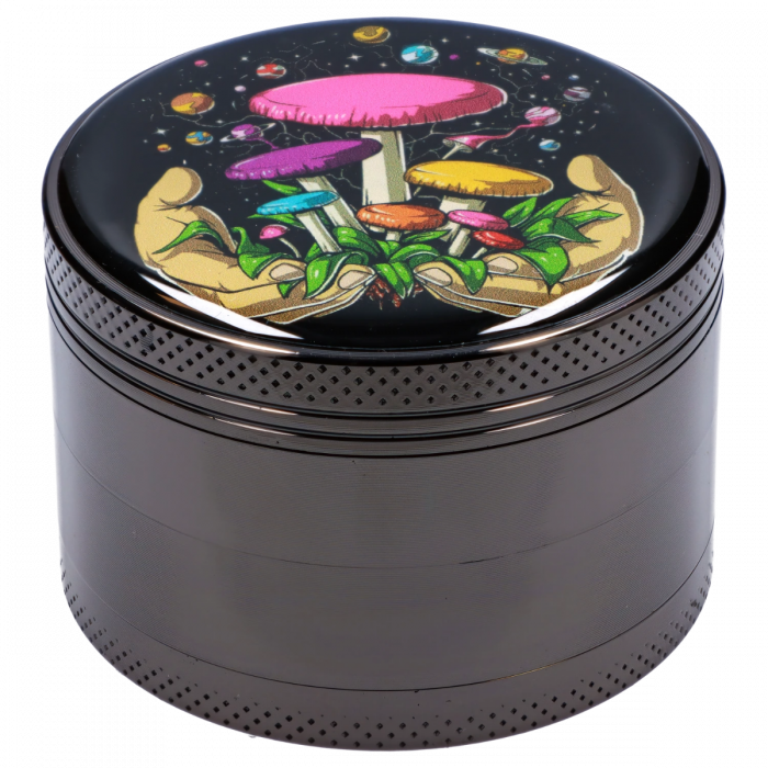 High Quality 63mm Mushroom Grinder 4pc Metal Grinder 6ct Display Box HQ-06