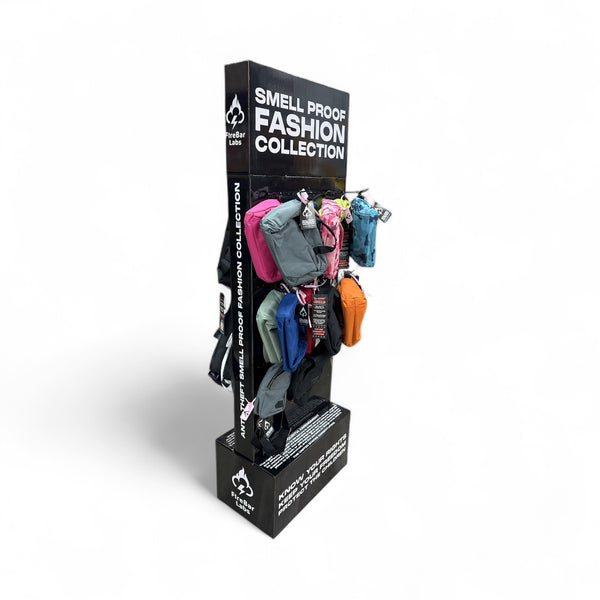 Smell proof bags Fashion Collection Display.