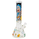 8” Glow In Dark Ricky and Morty Water Pipe With 45* Banger 5ct ￼ - Premium  from H&S WHOLESALE - Just $60! Shop now at H&S WHOLESALE