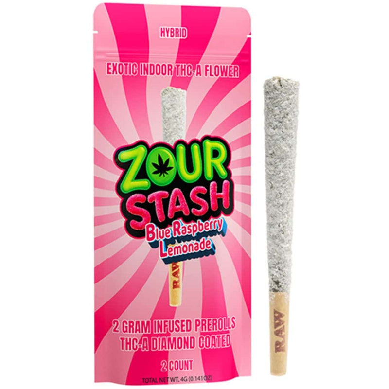 Zour Stash THCA Diamond Coated 2g 2pk Prerolls 10ct Display Box