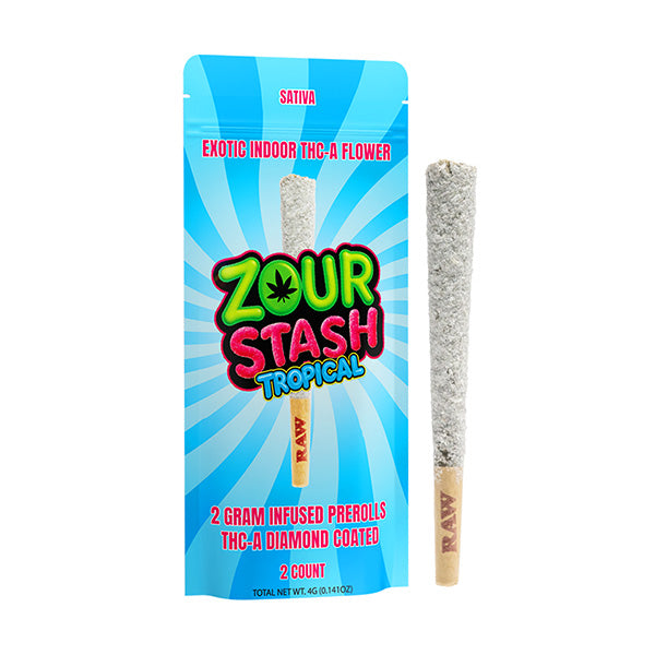 Zour Stash THCA Diamond Coated 2g 2pk Prerolls 10ct Display Box