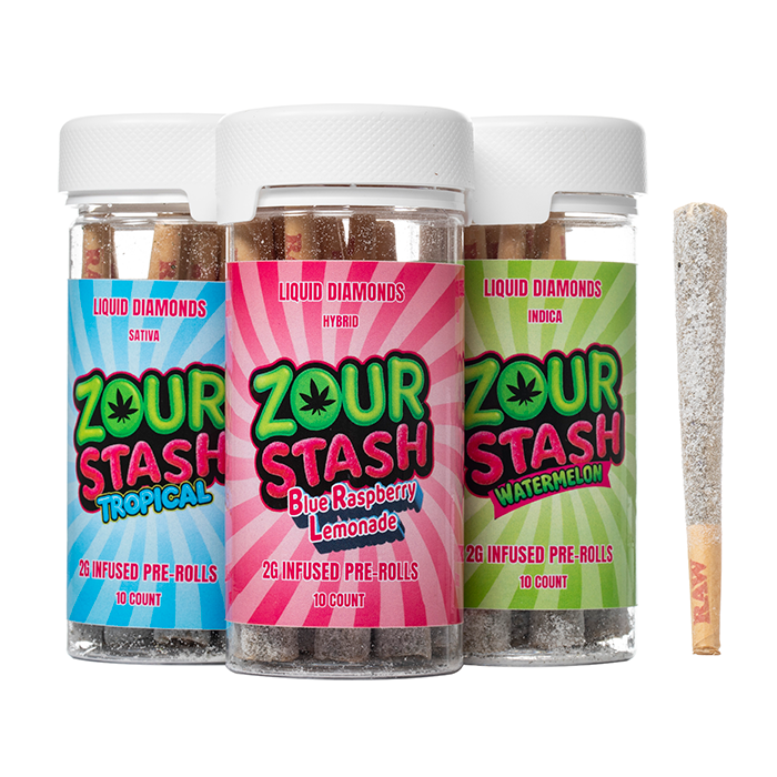 ZOUR STASH Liquid Diamonds 2g PreRoll 10count 5 in a box